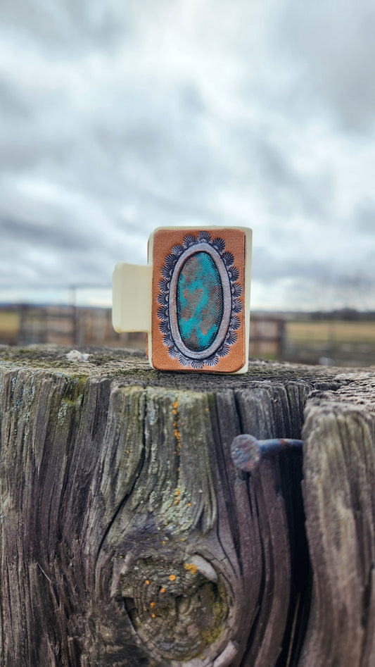 Small Turquoise Concho Hair Clip