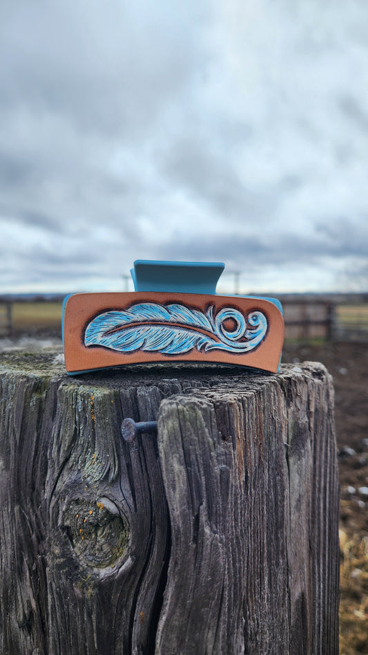 Blue Feather Hair Clip