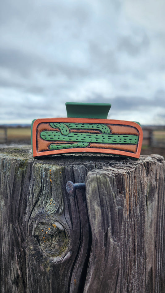 Green Cactus Hair Clip