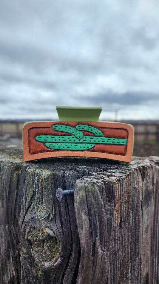 Bright Green Cactus Hair Clip