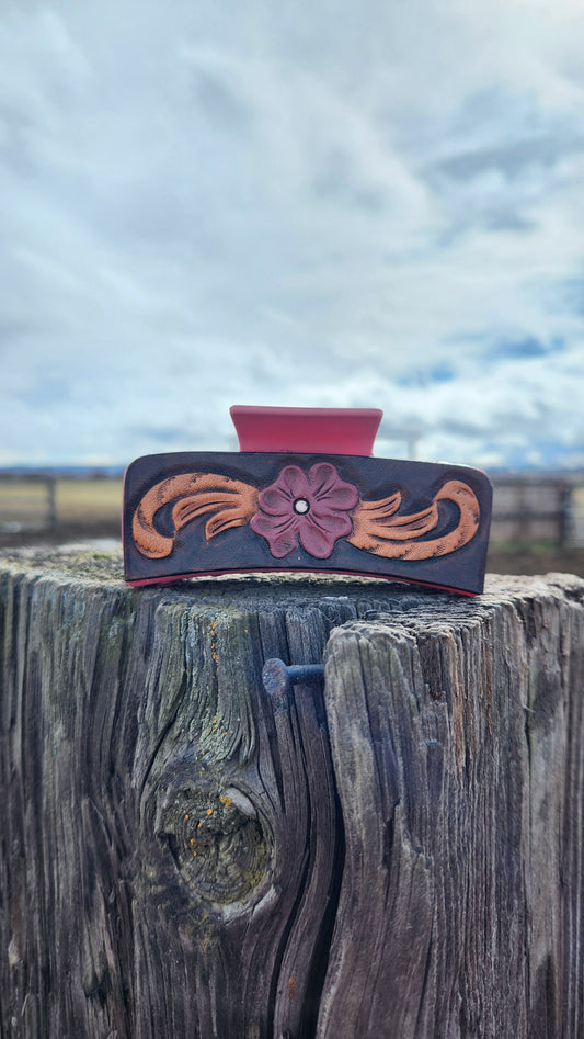 Mauve Flower Scroll Hair Clip