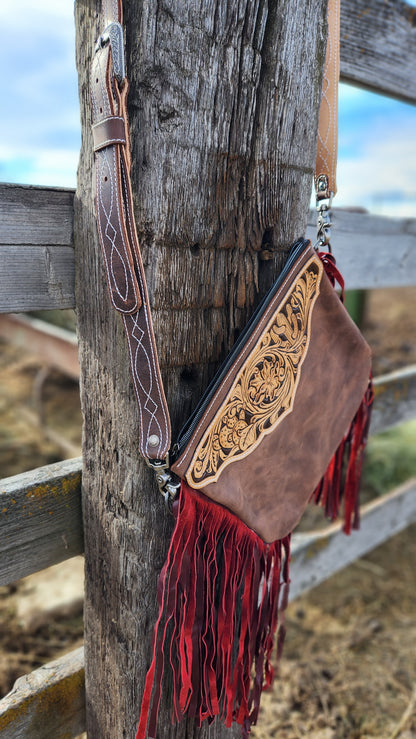 Tooled Leather Cactus Purse