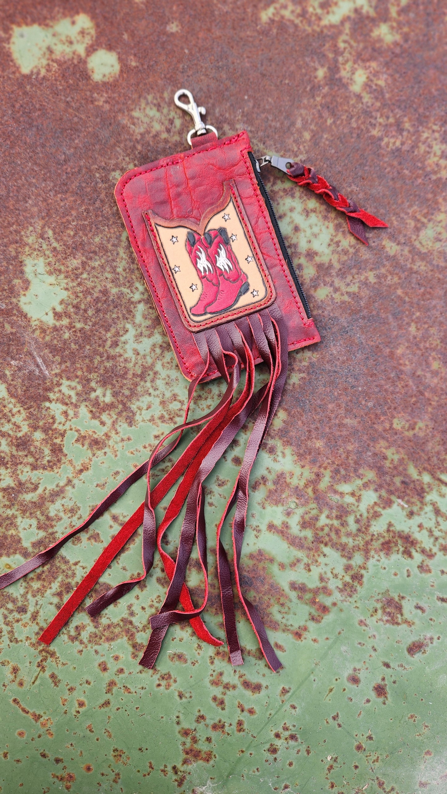 Red Cowboy Boots Clip on Wallets