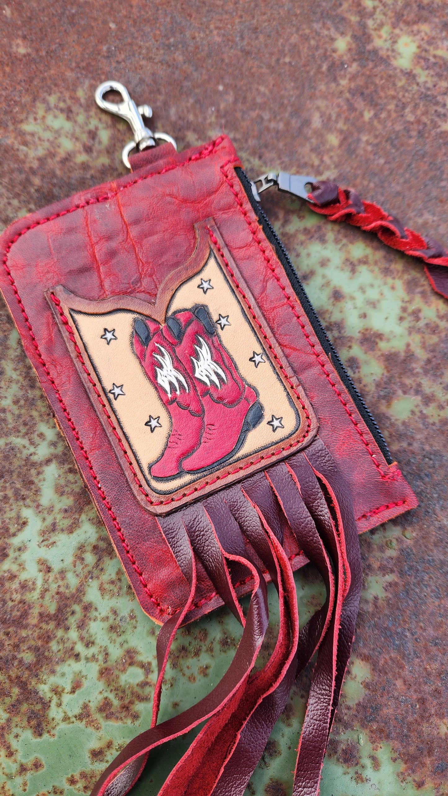 Red Cowboy Boots Clip on Wallets