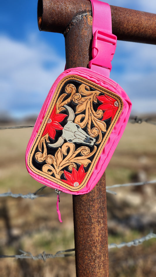 Hot Pink Cow Skull Fanny Pack