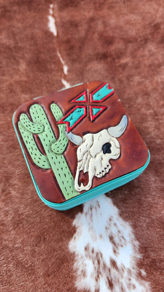 Cactus Skull Travel Size Jewelry Case