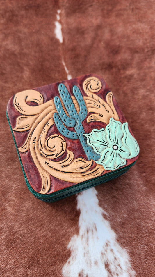 Cactus Flower Travel Size Jewelry Case