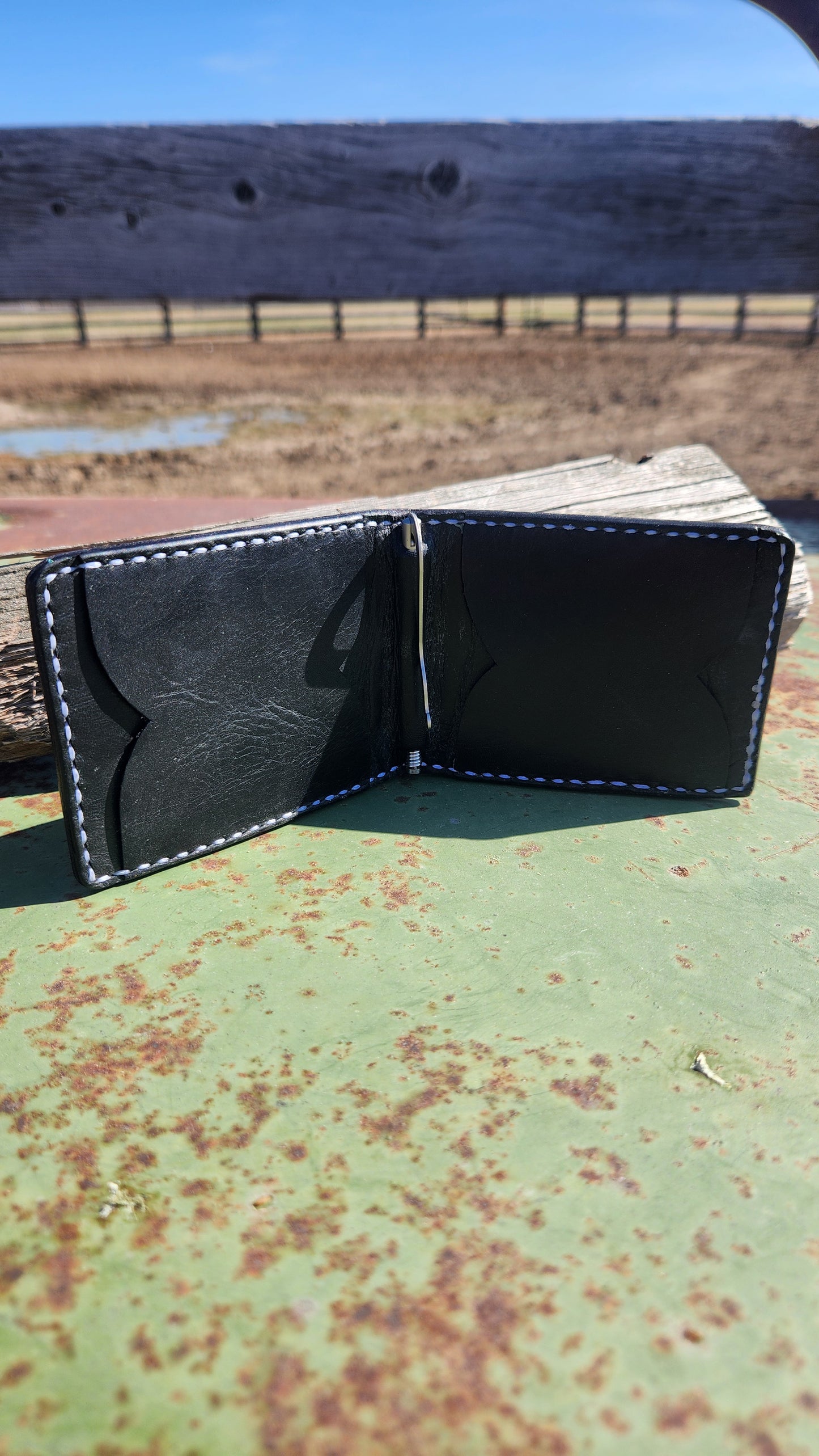 Black Geometric Money Clip Wallet