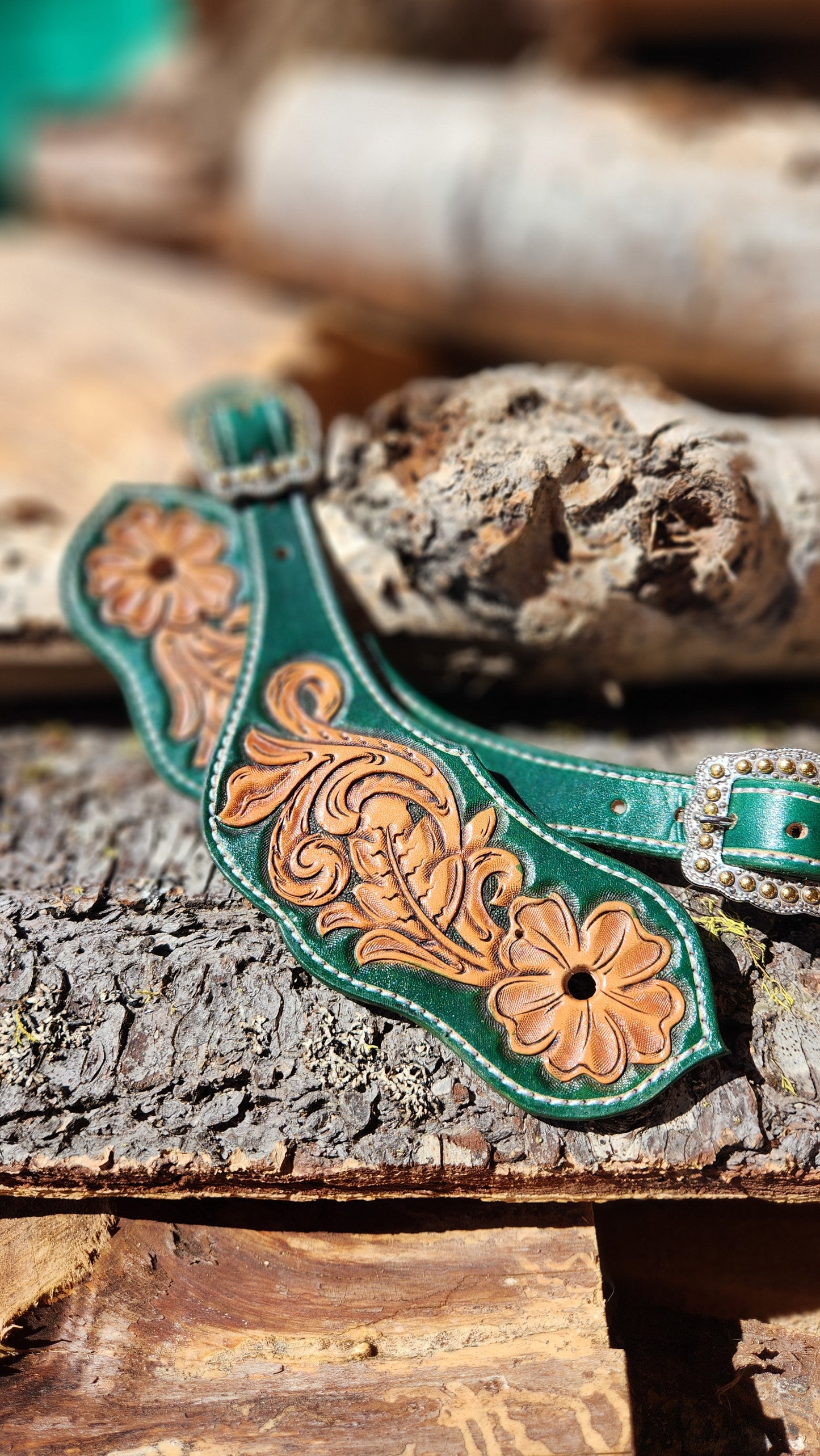 Green Floral Spur Straps