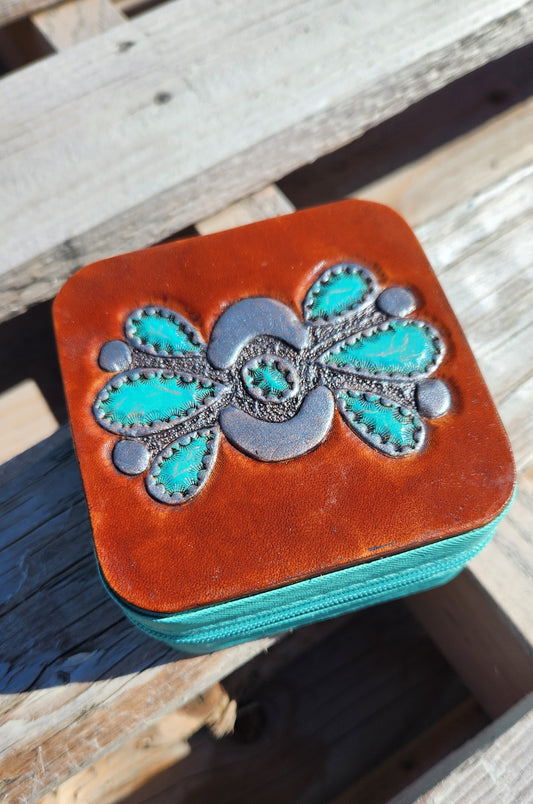 Turquoise Concho Travel Size Jewelry Case