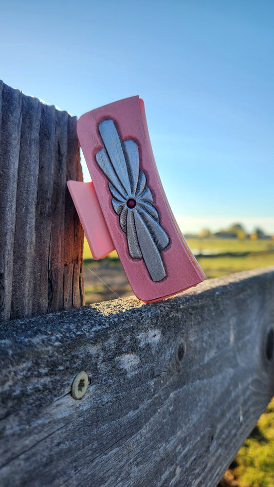 Pink & Silver Concho Hair Clip