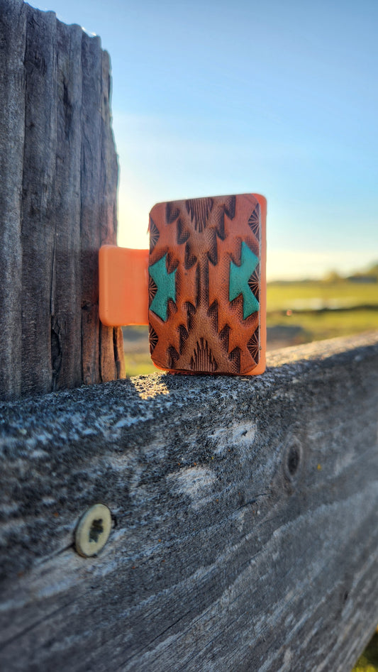 Small Turquoise & Orange Hair Clip